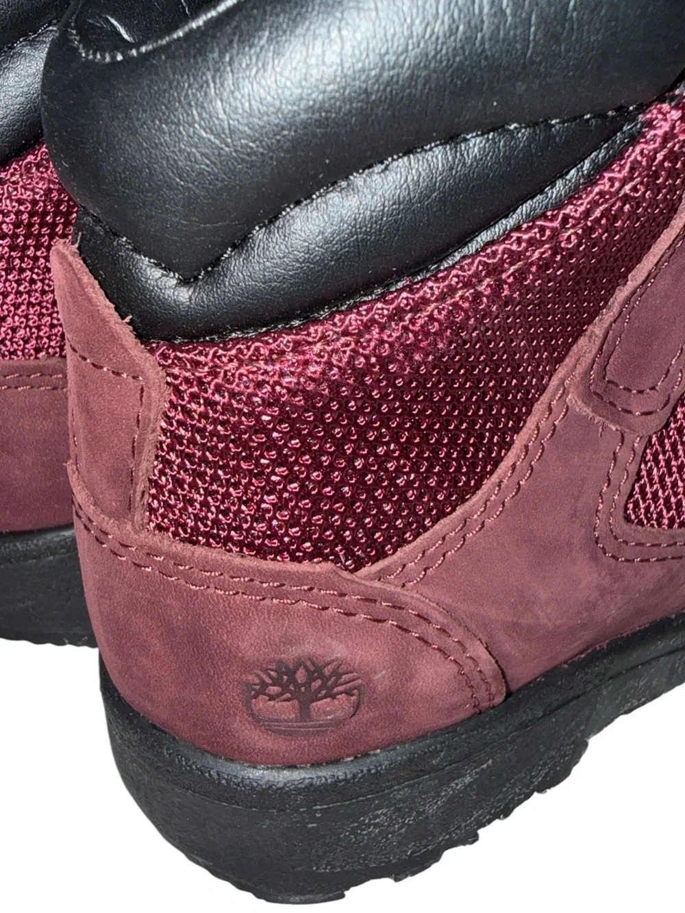Timberland Kids Burgundy and Black Lace-Up Hiking Boots